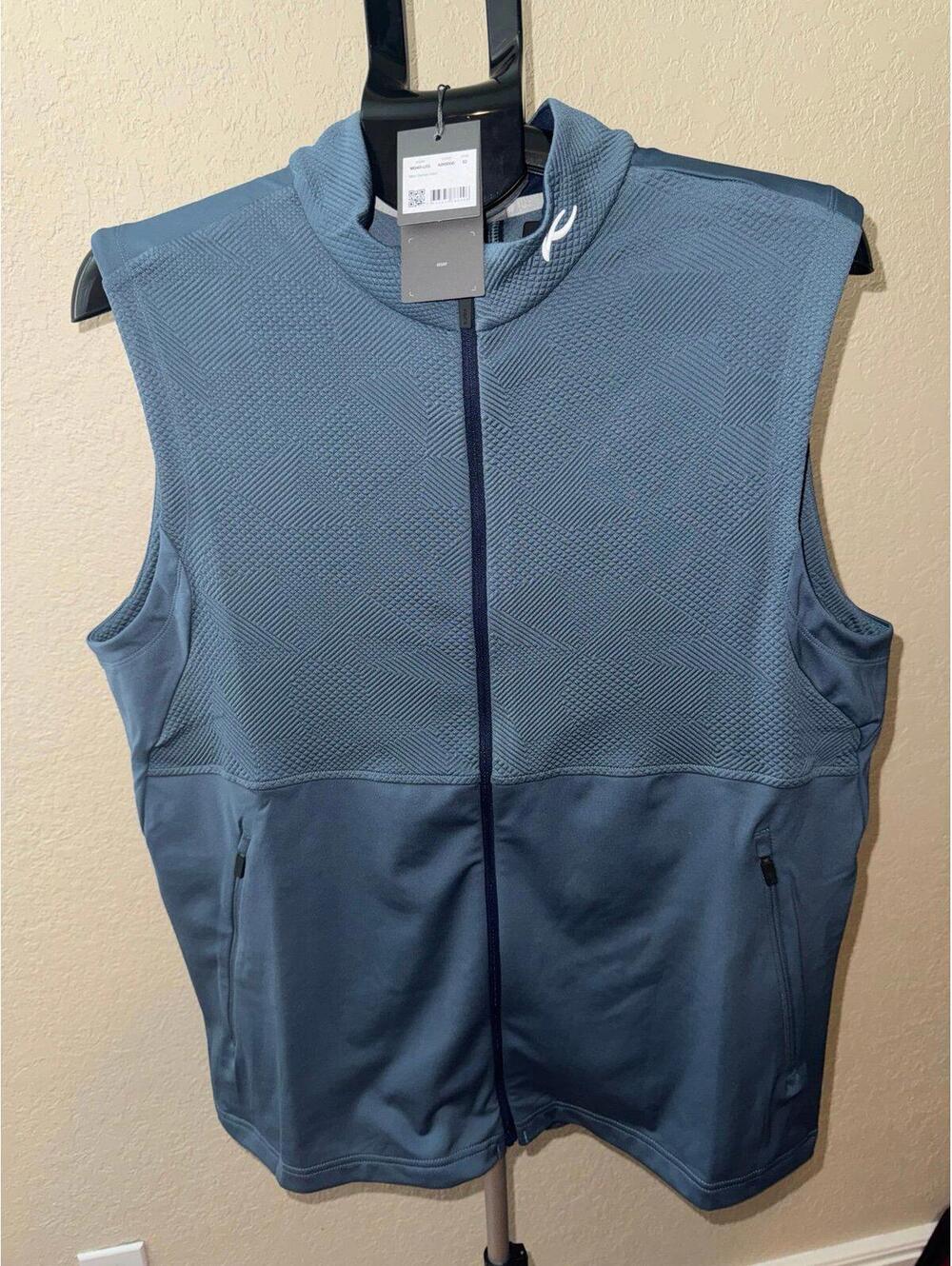 KJUS Dillian Vest Blue Textured Full Zip Performance Golf Vest Men Large 52 NWT
